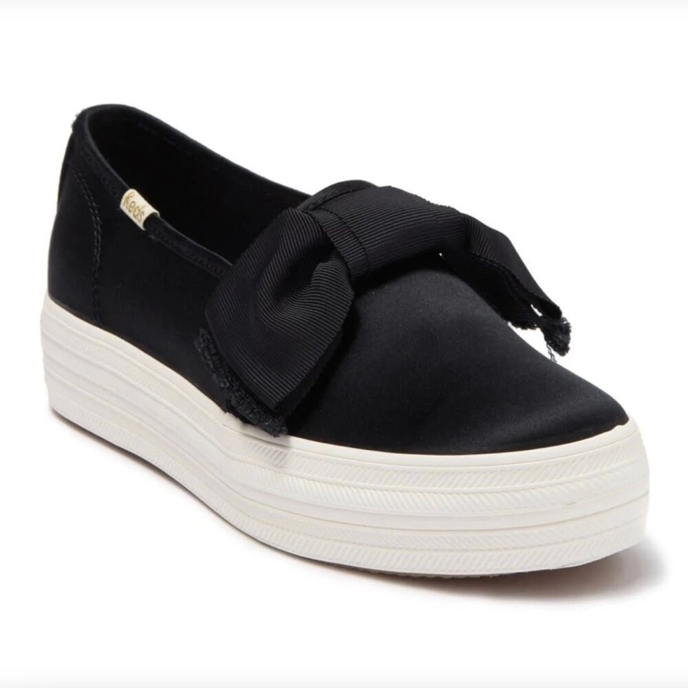 Keds x Kate Spade - black satin triple decker shoes